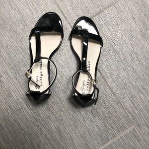 T cross sandals  size 5.5 patten leather